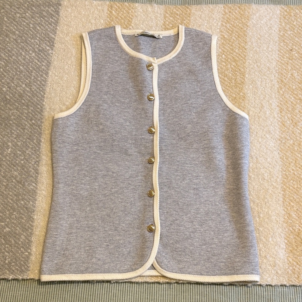 Abercrombie & Fitch Gray Tank Top with Cream Trim
